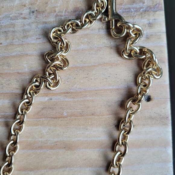 COACH Vintage Statement Multi Strand Swarovski Crystals Necklace Blue Gold HTF - Picture 5 of 5